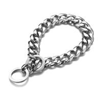 Stainless Steel Gold Dog Chain Collar, Engraved Metal Choker for Medium Large Dogs, Walking Training Collar