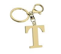Stainless Steel Gold Letter A-Z Keychain for Women Men, Initial Letter Pendant with Key Ring, Charms for Key Backpack Bag, Gold-t, Average Size
