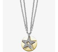 Stainless Steel Gold Plated Cubic Zirconia Star Disc Necklet ESNL11844B800