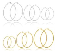 Stainless Steel Gold Plated Earrings for Women Hypoallergenic Hoop Cartilage Small CZ Piercing Earring Tiny Ball Cubic Zirconia Stud Earrings Women's Earring Loop Earrings Set, Large, Stainless Steel