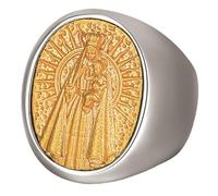 Stainless Steel Gold-Plated Religious Ring Men's Faith Jewelry Gift