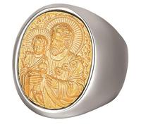 Stainless Steel Gold-Plated Religious Ring Men's Faith Jewelry Gift