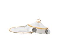 Stainless Steel Gold/Silver Oval Cloche with Tray Food Serving Dish 40x57x12cm