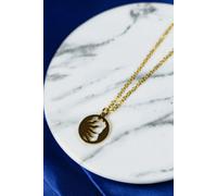 Stainless Steel Gold Sun Moon Small Round Disc Pendant Necklace The Colourful Aura Gold One Size