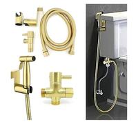 Stainless Steel Gold Toilet Bidet Sprayer Wc Shower Head Set Douche Handheld Water T Valve Hose Kit Bathroom Cleaning(Package10)