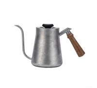 Stainless Steel Gooseneck Kettle Designed for Pour Over Coffee with Integrated Temperature Measurement (650ML Silver)