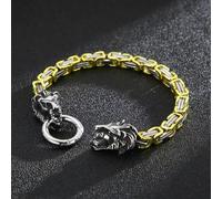 Stainless Steel Gothic Lion Byzantine Chain Bracelet For Men's Gifts 6mm 8.66''