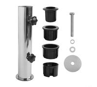 Stainless Steel & Granite Umbrella Stand Base for Outdoor Sunshade Umbrellas - Windproof, Adjustable with 3 PVC Sleeves (1-1/4", 1-1/2", 1-9/10