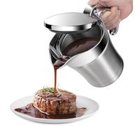 Stainless Steel Gravy Boat, 750ml Sauce Jug with Hinged Lid and Handle, Double Wall Insulated Gravy Jug Ideal for Gravy Custard Cream Sauce, Keeps Food Warm or Cool