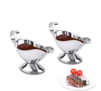 Stainless Steel Gravy Boat, Gravy Boat with Handle Mini Sauce Jug Sauce Cup for Gravy Sauces or Cream at Home Restaurant Hotel (2Pcs (3oz))