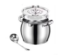 Stainless Steel Grease Can 3L Deep Fryer Strainer Pot with Fine Mesh Filter for Reusing Frying Oil and for lard Storage - Silver Design
