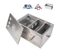 Stainless Steel Grease Interceptor, Commercial Under Sink Grease Trap with Side Inlet, Ideal for Restaurant & Canteen Kitchen