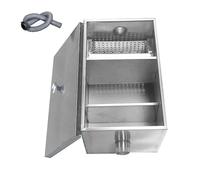 Stainless Steel Grease Trap, Commercial Side Inlet Interceptor for Restaurants, Under Sink Oil Separator, 50x30x30cm - Efficient Kitchen Waste Management Solution