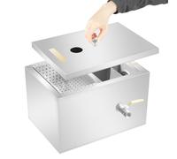 Stainless Steel Grease Trap Interceptor 4-Stage Filtration Oil Water Separator with Automatic Rain Shut-Off 20L Waste Water Oil-water Separator for Kitchen Sink, Commercial Use