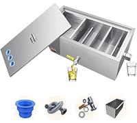 Stainless Steel Grease Trap Interceptor - Commercial Grease Interceptor with Removable Baffles, Waste Oil-Water Separator for Restaurants and Kitchens