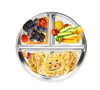 Stainless Steel Grid Plate with Three compartments Suitable for Adult Weight Loss Diabetic Diet Children s Drop-Proof use Outdoor Camping Safe and Easy to Clean Helps Scientific Meal Distribution