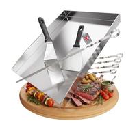Stainless Steel Griddle Plate - Thick & Rust-Free, Includes 2 Grill Spatulas & 5 Skewers - for Most BBQ Gas Grills and Charcoal Grills (40x30x4CM)