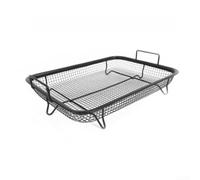 Stainless Steel Grill Basket for BBQ Outdoor Cooking - Non-Stick Vegetable Roasting Pan with Handle for Gas Charcoal Grills Air Fryer Oven Use Large Size(Small Basket Black)