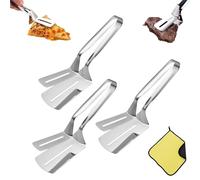 Stainless Steel Grill Clamp - Anti-Scald Extended Handle Spatula Tongs, Versatile Kitchen Tongs for Flipping Steak, Fish, Bread, Hamburger, BBQ & Pizza(3pcs)
