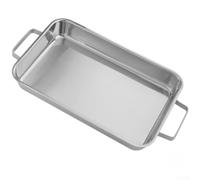Stainless Steel Grilled Fish Plate Rectangular Tray for Induction Cooker BBQ Teppanyaki Grill Pan 34.5cm(silver)