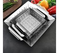 Stainless Steel Grilling Basket for Weber with Mesh Construction, Provides Secure Cooking Space for Vegetables and Side Dishes with Rust Resistance (((small))