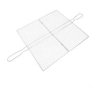 Stainless Steel Grilling Basket with Extended Heat-Resistant Handle for BBQ Fish Steak Vegetables Delicate Foods - 22 X 40 Cm Mesh Grill Tool for Outdoor Cooking
