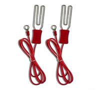 Stainless Steel Ground Rod Connectors for Electric Fence Clip Grounding Kit, 1m Wire with M8 Connector, Red & Silver, for Farm