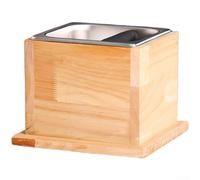 Stainless Steel Grounds Container with Natural Wood Stand(A)