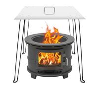 Stainless Steel Grubenabdeckung Outdoors Fire Pit Heat Deflector, Fire Pit Burner Cover Square, Pushes Heat Down and Out, Stainless-Steel with Carrying Handle for Linear Drop-in Burner Pan, Fire Pit L