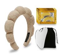 Stainless Steel Gua Sha, 24K Gold Under Eye Patches & Microfiber Spa Headband - Facial Sculpting Kit, De-Puffing Eye Gels & Hair Wrap for Face Washing & Spa Days 3-in-1 Complete Skincare Set