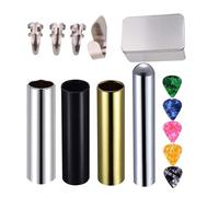 Stainless Steel Guitar Finger Slide Set 14pcs with Metal Box