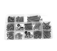 Stainless Steel Guitar Screw Repair Kit with Strap Buttons | Nine Screw Types, Electroplated Rust-prevent Finish, Plastic Box Storage, for Neck Plate Acoustic Guitars