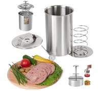 Stainless Steel Ham Cooker, Pressure Ham Cooker Set with Thermometer and Burger Patty Press DIY Meat Molds for Homemade Cold Cuts