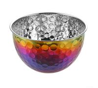 Stainless Steel Hammer Textured Round Bowl for Home Use in Salad Making Vegetable Rinsing and Basic Kitchen Mixing Functions (Color 20CM)