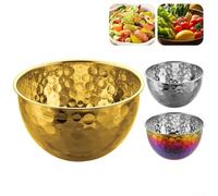 Stainless Steel Hammer Textured Round Bowl for Home Use in Salad Making Vegetable Rinsing and Basic Kitchen Mixing Functions (Color 22CM)