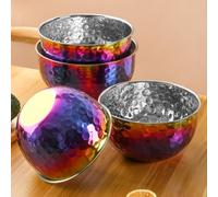 Stainless Steel Hammer Textured Round Bowl for Home Use in Salad Making Vegetable Rinsing and Basic Kitchen Mixing Functions (Color 28CM)