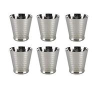 Stainless Steel Hammered Glasses Tumblers 300ml Set of 6 Shatterproof Metal Drinking Cups Unbreakable Stackable Water Juice Cocktail Lassi Glasses Tumblers for Kids Adults Camping Outdoor