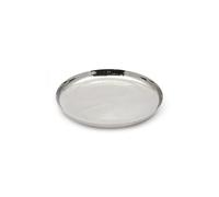 Stainless Steel Hammered Plate 28cm - Premium Round Serving & Dining Plate with Sharp Edge and Mirror Finish - Durable Rust Resistant Metal Thali for Meals, Snacks, Pasta, Curry & Desserts