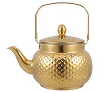 Stainless Steel Hammered Teapot with Strainer 1.5l Golden | Polished Finish, Built in Filter, Stovetop Compatible, for Loose Leaf Tea, Coffee Grounds, Home Buffet