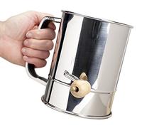 Stainless Steel Hand-Crank Flour Sifter - Generous 5 Cup Capacity - 4-Wire Agitator - Fine Mesh Sieve - Traditional Polished-Finish Design - Lightweight And Strong Icing Sugar Aerator/Grinder/Shaker
