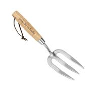 Stainless Steel Hand Fork Garden Tool with Ash Wood Handle for Weeding Planting Soil Loosening and Aerating 31 cm