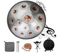 Stainless Steel Hand Pan Drums - 22 Inches Handpan Drum Sets, 432Hz/440Hz D Minor 9/10/12 Notes Steel Hand Pan Percussion Instruments, For Music Education Family Reunion(Golden Castle,9 notes(440HZ))