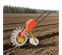 Stainless Steel Hand Push Seeder, Garden Push Seeder Planter with Seed Box, Heavy-Duty Spring, Hand-Push Roller Seeding with Wheel & Handle for Corn Soy Cotton(16 nozzles)