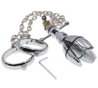 Stainless Steel Handcuffs with Lockable Anal Dilator Anal Plug Butt Plug SM Bondage Handcuffs Set Sex Toy for Men Women(Mann)