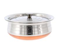 Stainless Steel Handi Copper Bottom Urli Pot with Lid Kitchen Cooking Serving Tope Bowl Urli Vessel Tableware for Indian Curry Biryani Rice Authentic Dishes (No 3 (Length: 23cm))