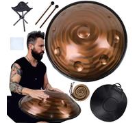 Stainless Steel Handpan Drum, Professional Instrument In D Minor, 432Hz/440Hz Hand Pan Drum Harmonic Percussion With Ethereal Sound Great For Sound Healing Meditation And Relaxation(A,9Notes(440Hz))
