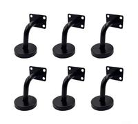 Stainless Steel Handrail Brackets 6-Pack Satin Silver(Matte Black6pcs) | Matte black coating, modern style, heavy duty load capacity, multi-point anchoring, easy clean surface