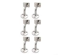 Stainless Steel Handrail Brackets 6-Pack Satin Silver(Sanding， 6pcs) | Matte black coating, modern style, heavy duty load capacity, multi-point anchoring, easy clean surface