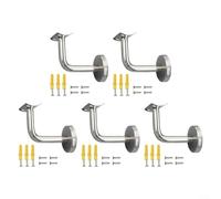 Stainless Steel Handrail Brackets Wall Mount Support 60x80mm for Stair Railing Bannister Oak Pine Compatible 5 Pack with Screws Silver Finish Home Improvement