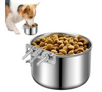 Stainless Steel Hanging Crate Bowl Mountable Kennel Pet Feeder - Suspension Knock Resistant Easy Clean Removable Dog Cat | Dry Wet Food Water Cage Accessory Meal Feeding
